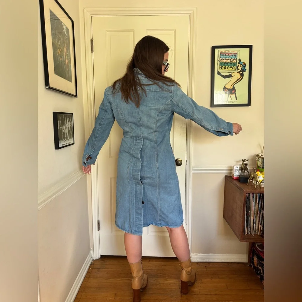 70s Vintage Brittania Mid Wash Denim Dress - Picture 2 of 10